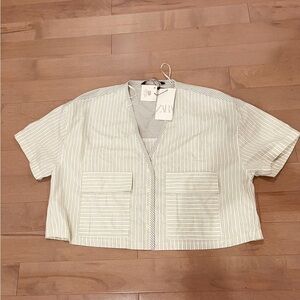 Zara shirt blouse with shtripes short sleeved size M